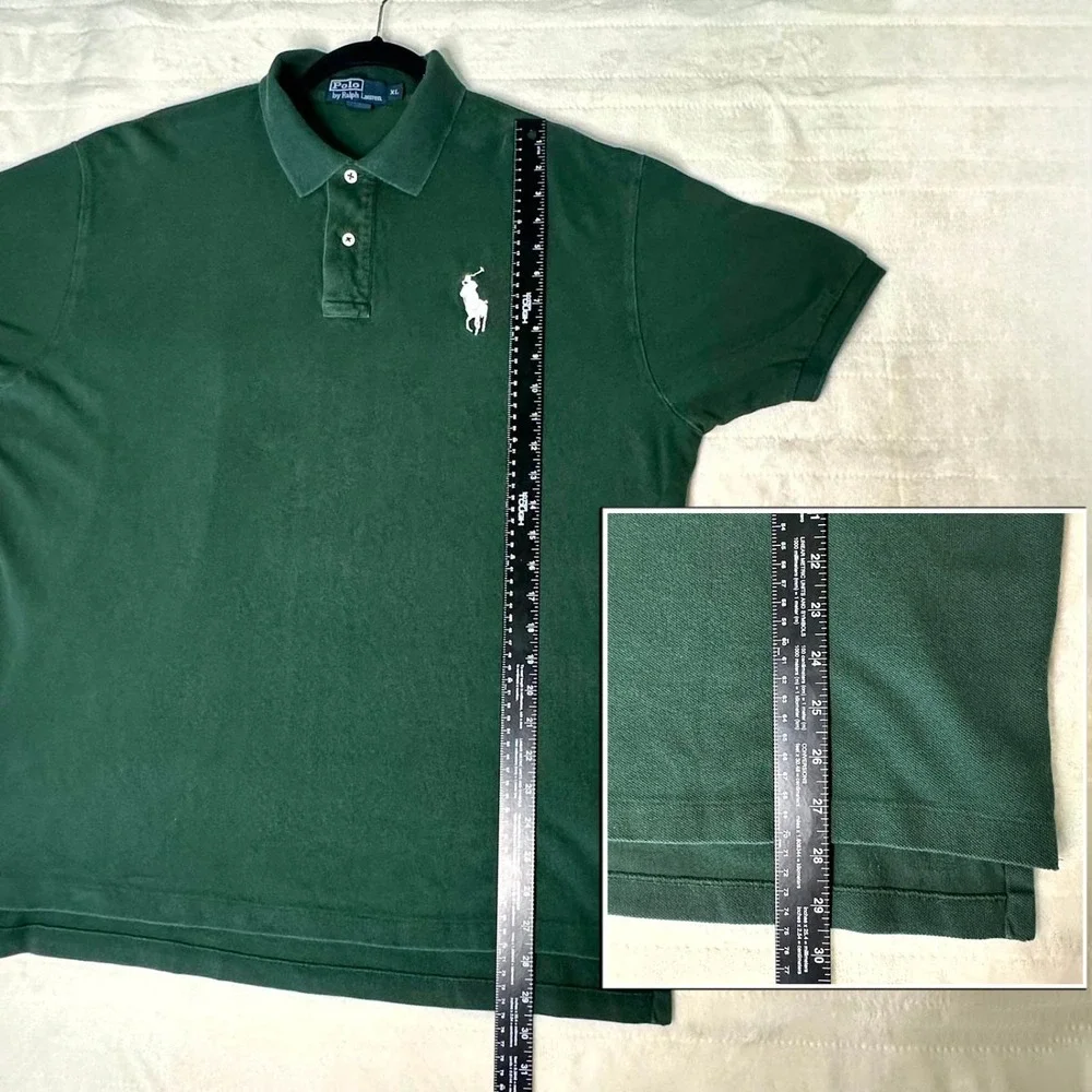 Polo Ralph Lauren Men's XL Green Classic Fit Polo‎ Shirt Large White Pony Logo